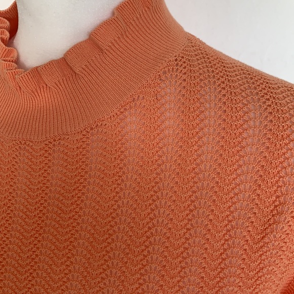 J CREW POINTELLE RUFFLE MOCK NECK SWEATER - Picture 2 of 7